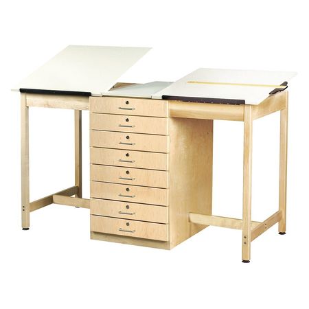 DIVERSIFIED SPACES Rectangle Drafting Table, 2 Station, 8 Drawer, 70" X 39-3/4", Almond DT-82A