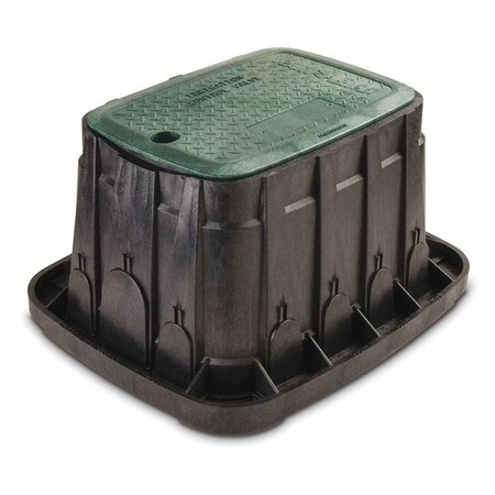 Rain Bird Valve Box, 12" Rectangle w/Green Lid VBREC12