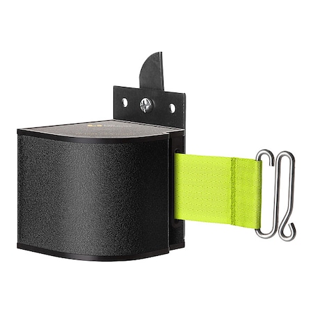 Lavi Industries Warehouse Fixed Mount Retractable Belt Barrier, Black, 18 ft Length, No Legend, Wrinkle 50-3017WB/18/FY