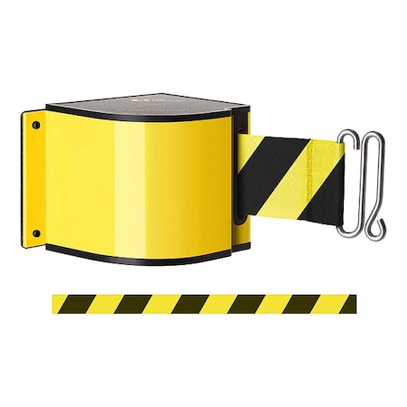Lavi Industries Warehouse Quick Mount Retractable Belt Barrier, Yellow, 18 ft Length, No Legend, Powder Coated 50-3016M/YL/18/SF