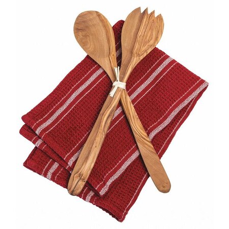 Honey-Can-Do Salad Set, Olive Wood, 12" 6214