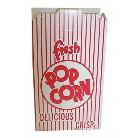 Dixie Popcorn Box, Reclose Tab Top, Red, PK500 31/2R