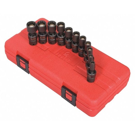 Sunex 1/4" Drive Univ Mag Impact Socket Set, 12 pcs 1825