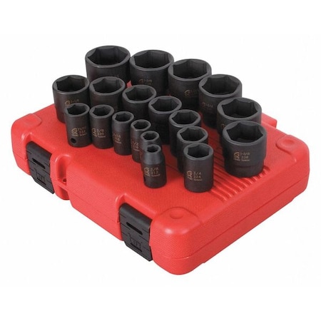 Sunex 1/2" Drive Impact Socket Set, SAE, 19pcs, Impact Socket Set, SAE, 19 pcs., 1/2 2640