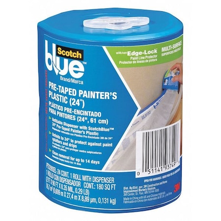 Scotch Painter Plastic PreTape, 24" x 30 yd., PK6 PTD2093-24-S