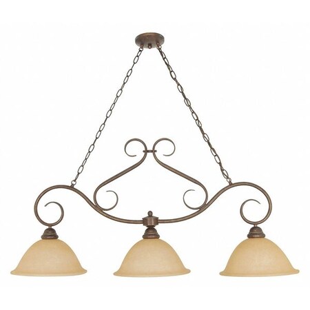 Nuvo Castillo 3 Light 44 in. Trestle Champagne Linen Washed Glass 60-1025