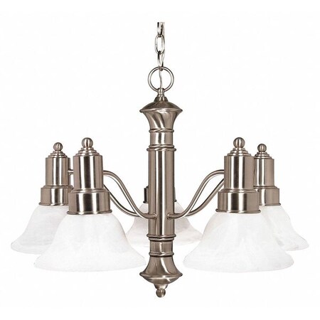 Nuvo Gotham 5 Light 25 in. Chandelier Alabaster Glass Bell Br Nick 60-189