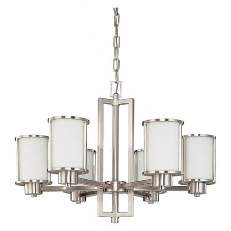 Nuvo Odeon 6 Light (convertible up/down) Chandelier Satin White B 60-2853