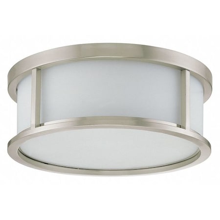 Nuvo Odeon 3 Light 15 in. Flush Dome Satin White Glass Brushed Ni 60-2862