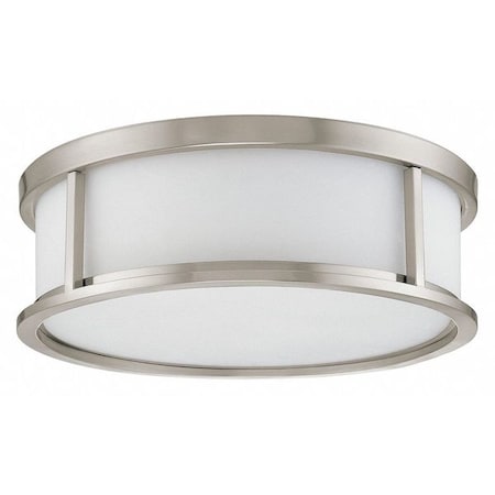 Nuvo Odeon 3 Light 17 in. Flush Dome Satin White Glass Brushed Ni 60-2864