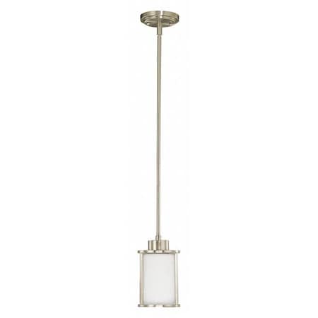 Nuvo Odeon 1 Light Mini Pendant Satin White Glass Brushed Nickel 60-2866