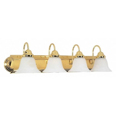 Nuvo Ballerina 4 Light 30 in. Vanity Alabaster Glass Bell Shades, Housing Finish: Polished Brass 60-330