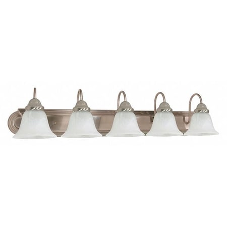 Nuvo Ballerina 5 Light 36 in. Vanity Alabaster Glass Bell Shades, Housing Finish: Brushed Nickel 60-323