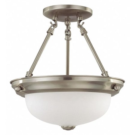 Nuvo 2-Light 60W Incandescent Semi Flush Fixture, Brushed Nickel Finish 60-3244