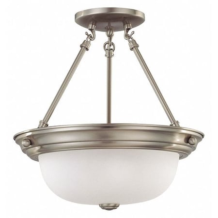 Nuvo 2-Light 60W Incandescent Semi Flush Fixture, Brushed Nickel Finish 60-3245