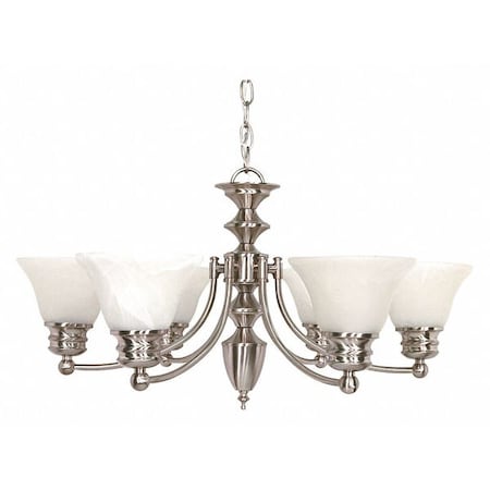 Nuvo Empire 6-Light 26 in. Chandelier with Alabaster Glass Bell Shades 60-356