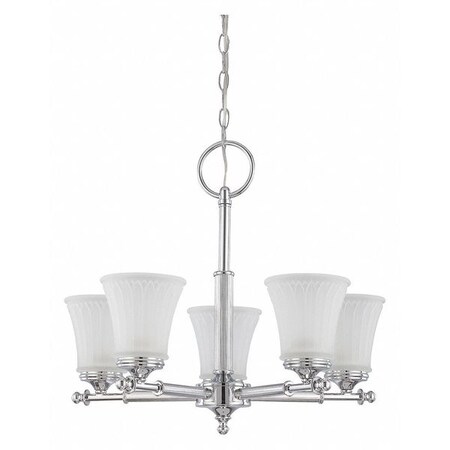 Nuvo Teller 5 Light Chandelier Frosted Etched Glass Polished Chro 60-4265
