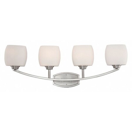 Nuvo Helium 4 Light Vanity Fixture Satin White Glass Brushed Nick 60-4184