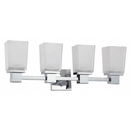 Nuvo Parker 4 Light Vanity Fixture Sandstone Etched Glass Polishe 60-4004