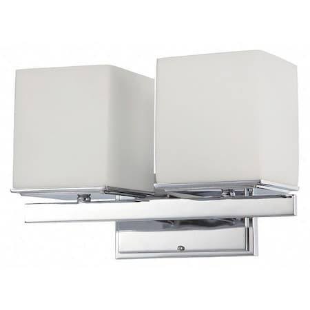 Nuvo Bento 2 Light Vanity Fixture Satin White Glass Polished Chro 60-4082