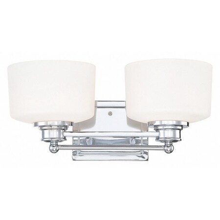 Nuvo Soho 2 Light Vanity Fixture Satin White Glass Polished Chrom 60-4582