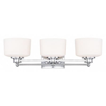 Nuvo Soho 3 Light Vanity Fixture Satin White Glass Polished Chrom 60-4583
