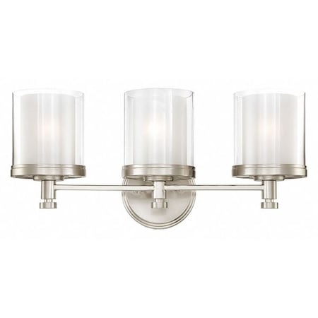 Nuvo Decker 3 Light Vanity Fixture Clear & Frosted Glass Brushed 60-4643
