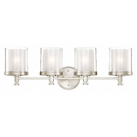 Nuvo Decker 4 Light Vanity Fixture Clear & Frosted Glass Brushed 60-4644