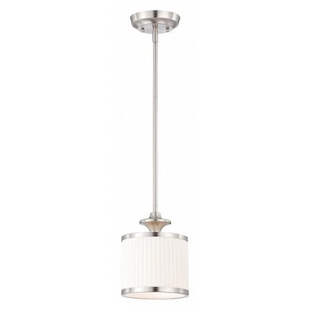 Nuvo Candice 1 Light Mini Pendant Pleated White Shade Brushed Nic 60-4738