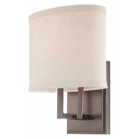 Nuvo Gemini 1 Light Vanity Fixture Khaki Fabric Shade Hazel Bronz 60-4851