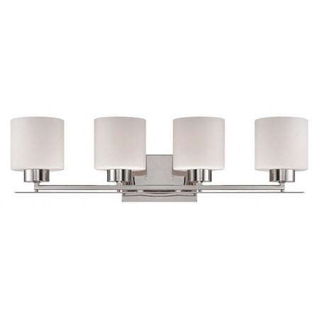 Nuvo Parallel 4 Light Vanity Fixture Etched Opal Glass Polished N 60-5204