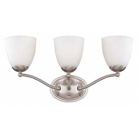 Nuvo Patton 3 Light Vanity Fixture Frosted Glass Brushed Nickel 60-5033