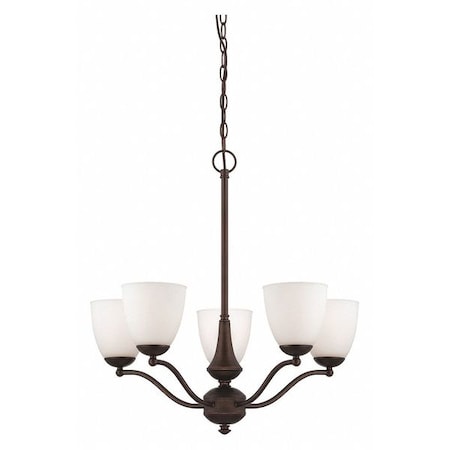 Nuvo Patton 5 Light Chandelier (Arms Up) Frosted Glass Prairie Br 60-5135