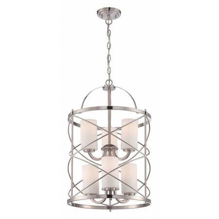 Nuvo Ginger 6 Light 2-Tier Chandelier Satin White Glass Brushed N 60-5329
