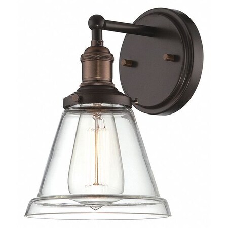 Nuvo Vintage 1 Light Sconce Clear Glass Vintage Lamp Included Rus, Height: 9-3/4" 60-5512