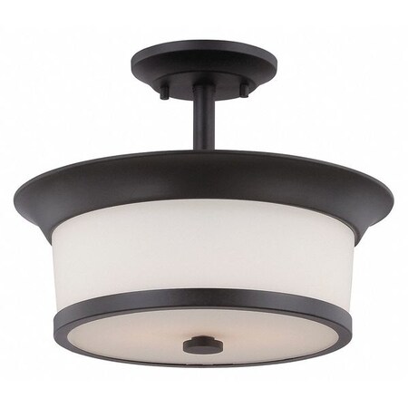 Nuvo Mobili 2-Light Semi-Flush with Satin White Glass 60-5550