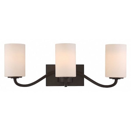 Nuvo Willow 3 Light Vanity Fixture White Glass Forest Bronze 60-5903