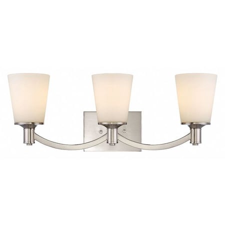 Nuvo Laguna 3 Light Vanity White Glass Brushed Nickel 60-5823