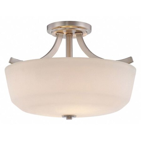 Nuvo Laguna 2 Light Semi Flush White Glass Brushed Nickel 60-5826