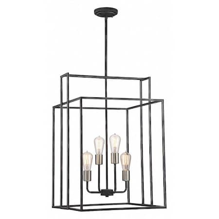 Nuvo Lake 4 Light 19 in. Square Pendant Iron Black Brushed Nickel 60-5858