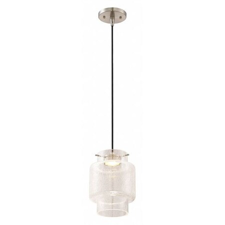 Nuvo Del LED Mini Pendant Clear Crackle Glass Brushed Nickel Fini 62-878