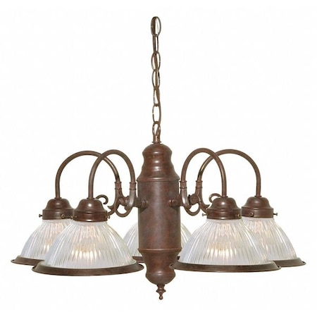 Nuvo 5 Light 22 in. Chandelier With Clear Ribbed Shades Old Bronz SF76-445