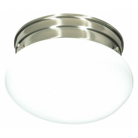 Nuvo 1-Light - 8in. - Flush Mount - Small White Mushroom - Brushed Nickel Finish SF76-601