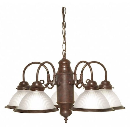 Nuvo 5 Light 22 in. Chandelier With Frosted Ribbed Shades Old Bro SF76-694
