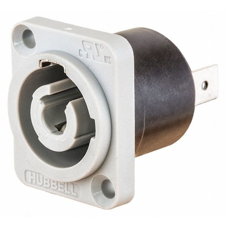 Hubbell Wiring Device-Kellems Locking Receptacle, 25 A, 250V AC, Flush Mount, Gray HBLPMOGY