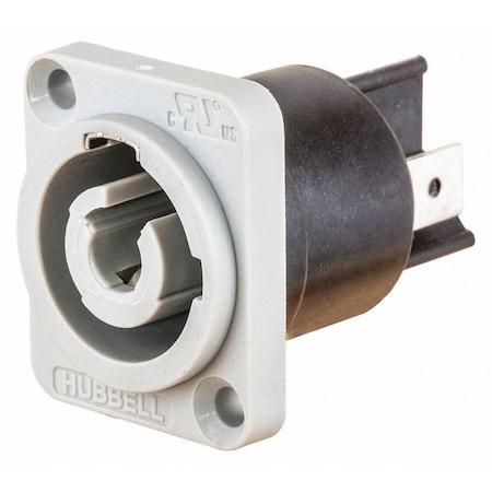 Hubbell Wiring Device-Kellems Locking Receptacle, 25 A, 250V AC, Flush Mount, Gray HBLPMODGY