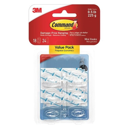 Command Mini Clear Hooks Value Pack, PK12 17006CLR-18ES
