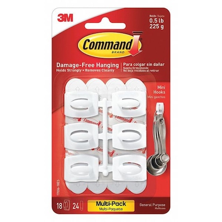 Command Mini White Hooks Value Pack, PK12 17006-18ES