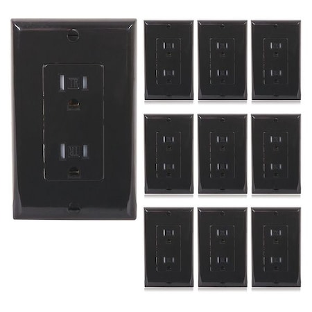 Maxxima Black Wall Outlet 15 Amps, PK10 MEW-R100B-10