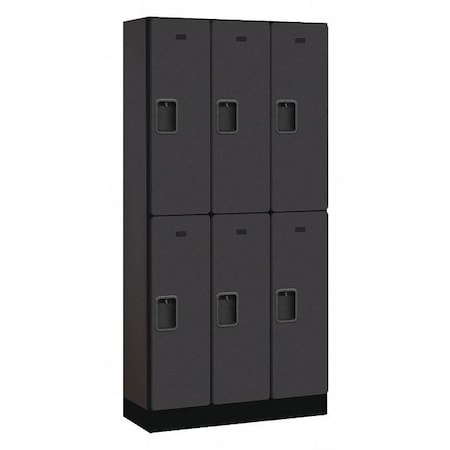 Salsbury Industries Wardrobe Locker, 36Wx76Hx15"D, 2Tier, Black 32365BLK